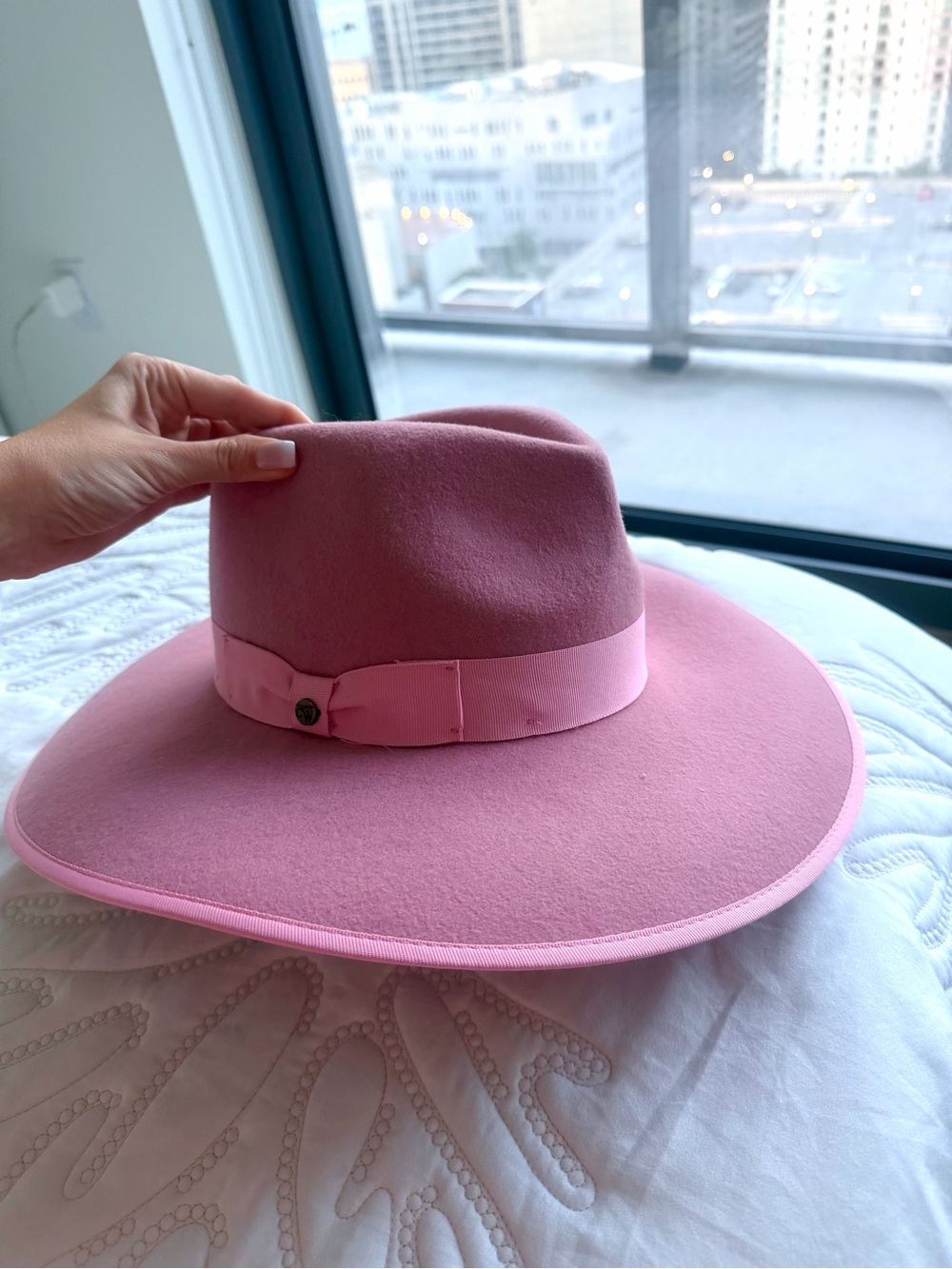 Women's Pink wool Felt Fedora Hat new